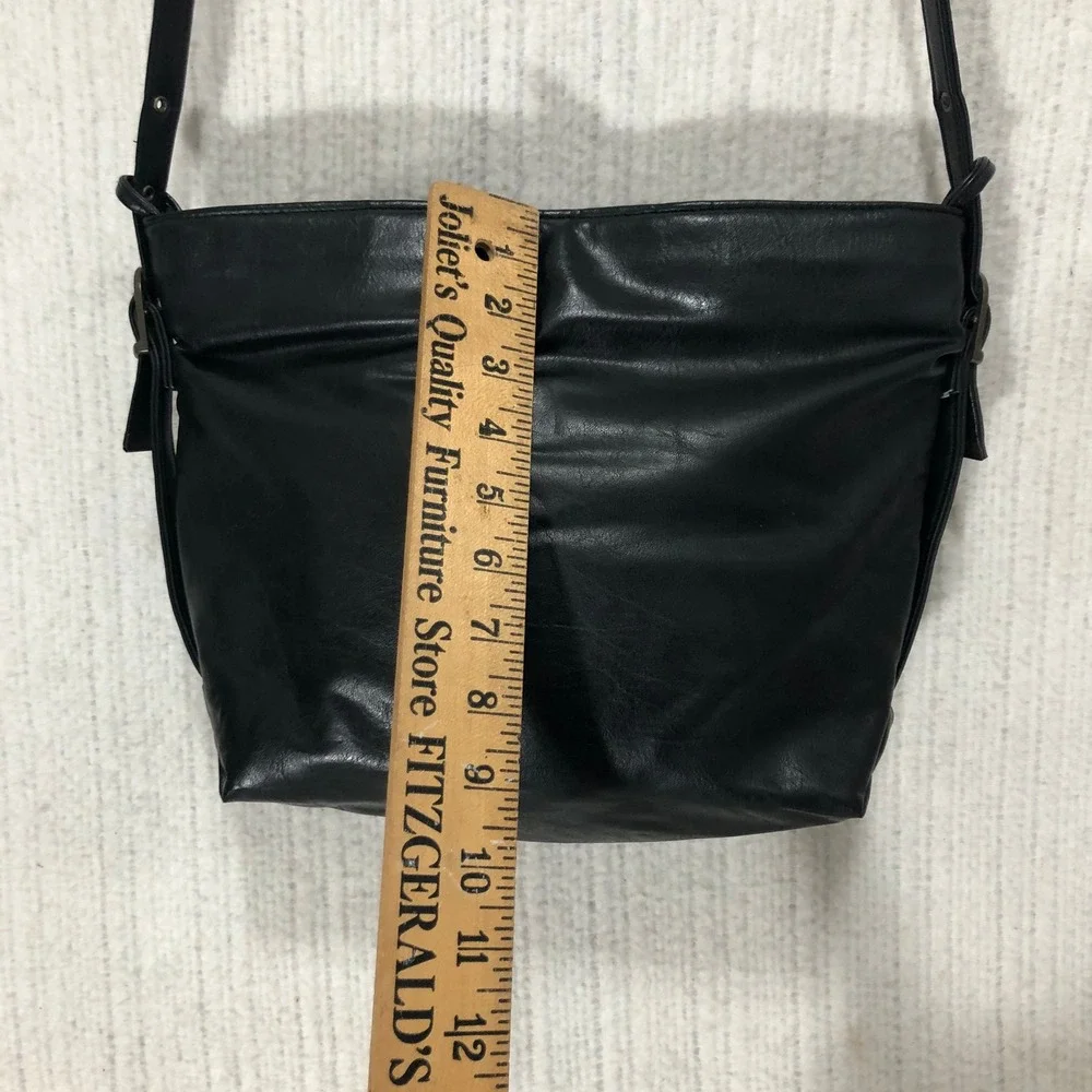 Cypress & Wood Black Faux‎ Leather Shoulder Bag Crossbody Messenger Style